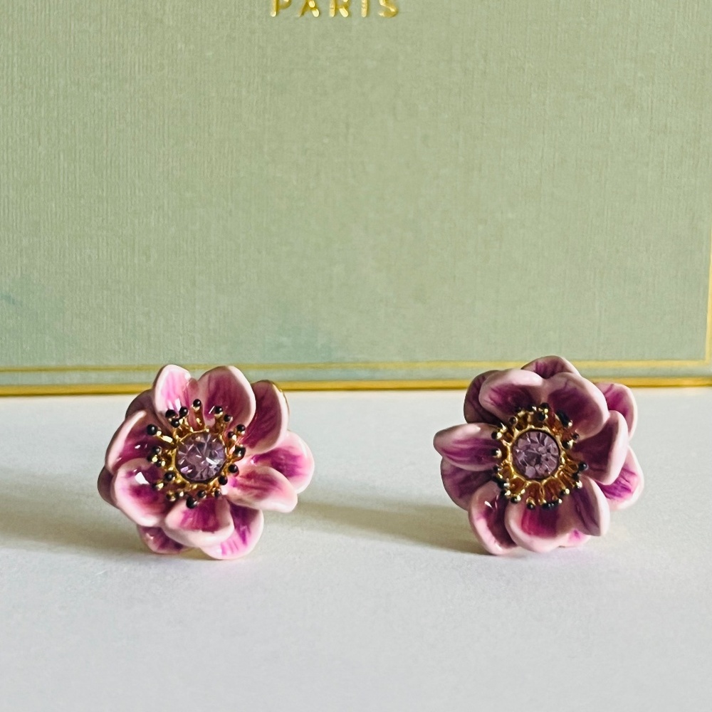 Purple anemone earrings